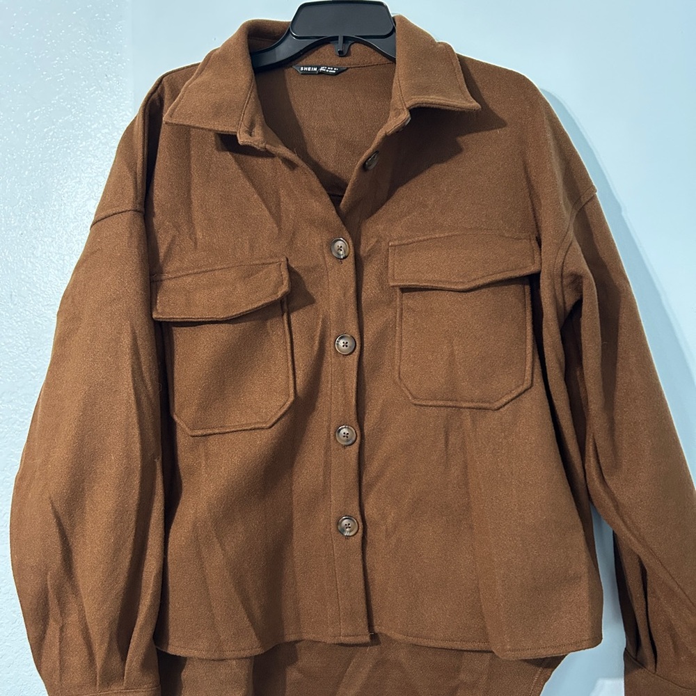SHEIN pea coat jacket Brown
